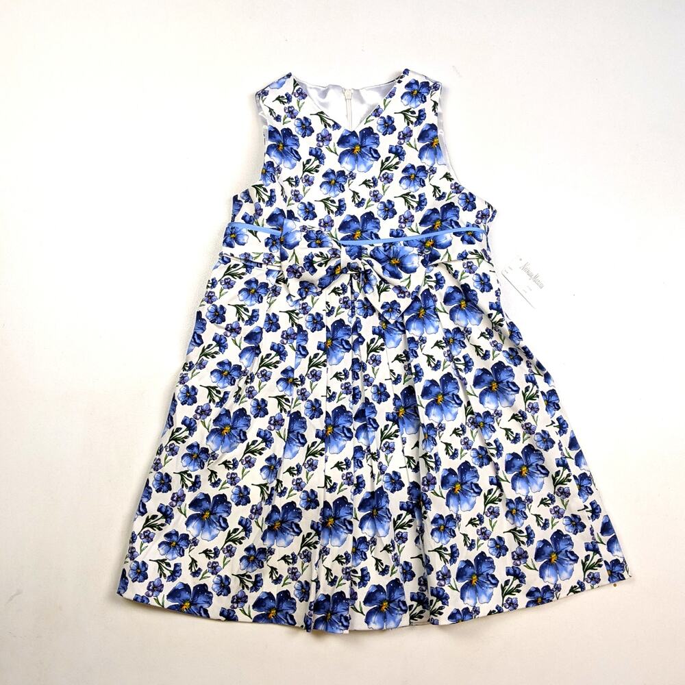 Helena Dress Girls Sz 6 Blue Pansy Floral Sundress Easter Spring Formal